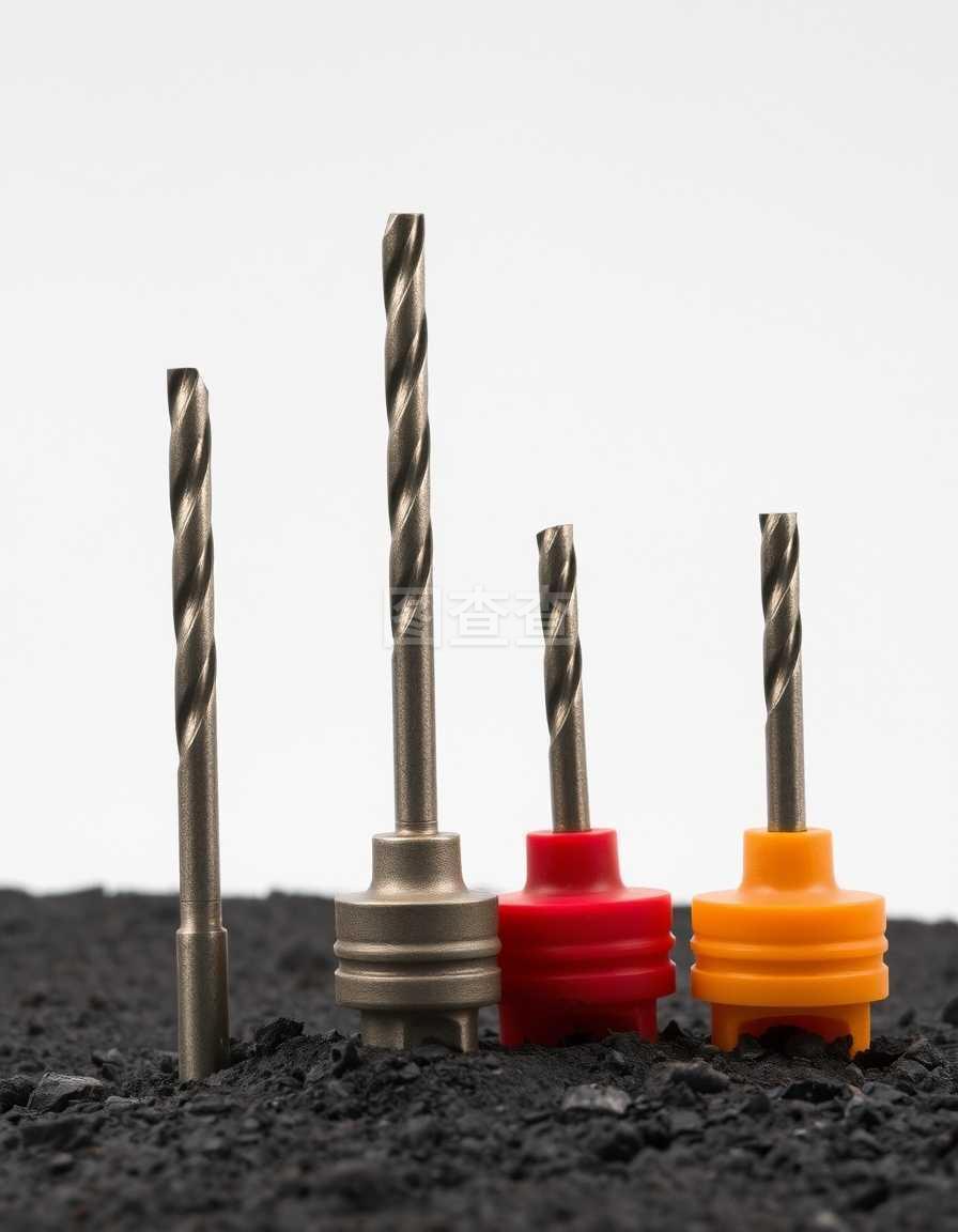 工业的遗孤 灰色背景下的孤立钻头